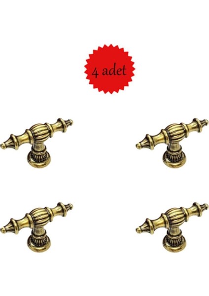 4'lü Şehzade Antik Sarı Tekli Düğme Antik Mobilya Mutfak Banyo Çekmece Kulp