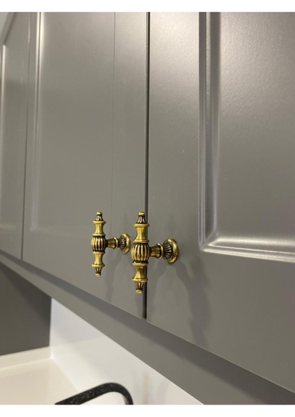 4'lü Şehzade Antik Sarı Tekli Düğme Antik Mobilya Mutfak Banyo Çekmece Kulp modelleri