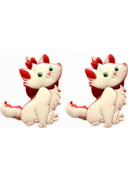 2'li Plastik Lisanslı Beyaz Kedi Çocuk Düğme Mobilya Kulp