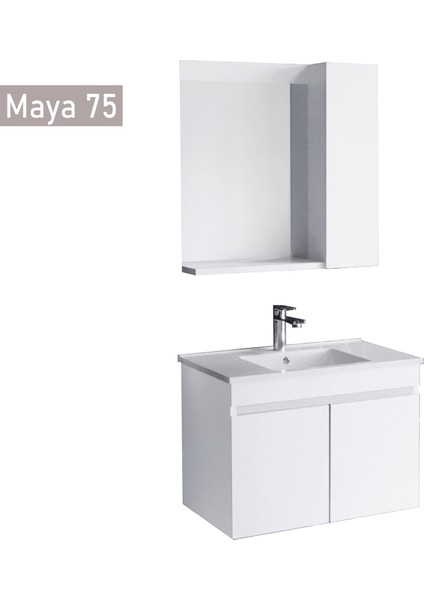 Maya 75 cm Beyaz Banyo Dolabı