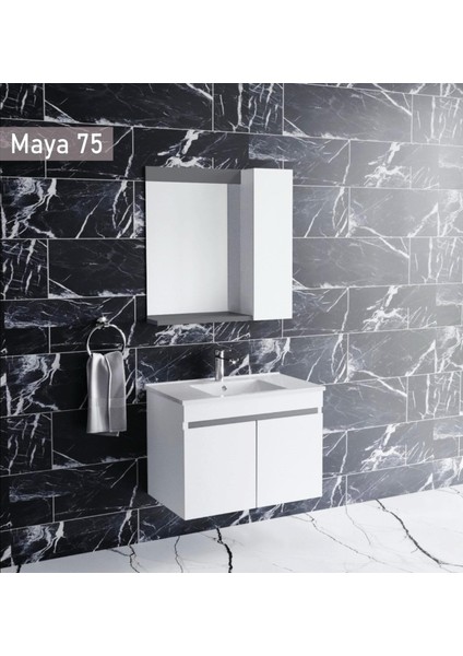 Maya 75 cm Beyaz Banyo Dolabı