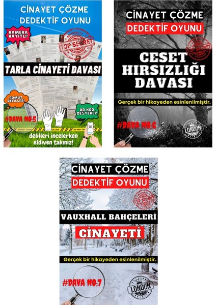 7'li Paket Cinayet Çözme - Ekonomik Paket Dedektif Oyunu - Çözülmeyen Davalar - Katil Kim Oyunu