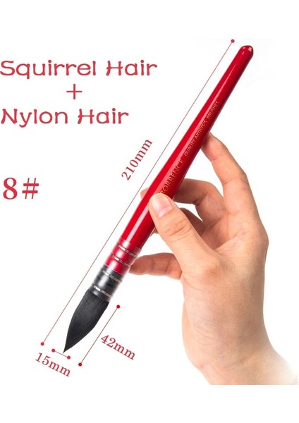 Kırmızı 8 Tarzı El Yapımı Suluboya Boya Fırçası Sincap Naylon Saç Sivri Boyama Fırça Seti Suluboya Fırçası Boyama Seti Sanat Malzemeleri (Yurt Dışından)