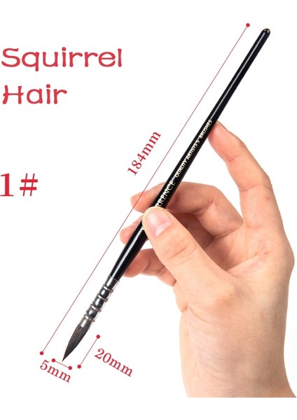 Siyah 1 Stil El Yapımı Suluboya Boya Fırçası Sincap Naylon Saç Sivri Boyama Fırça Seti Suluboya Fırçası Boyama Seti Sanat Malzemeleri (Yurt Dışından)