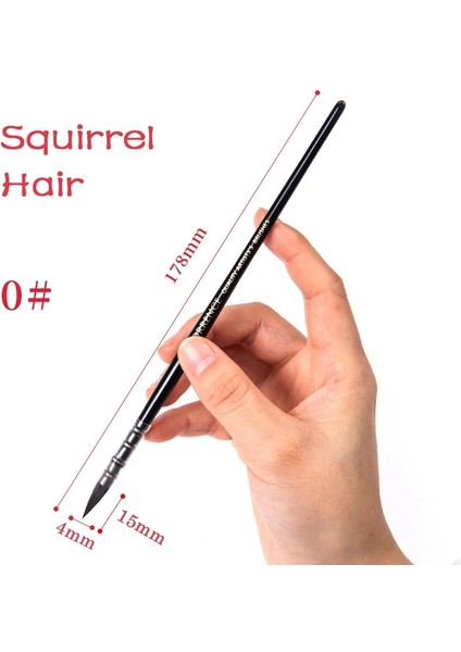Siyah 0 Tarzı Profesyonel Suluboya Boya Fırçası El Yapımı Sincap Naylon Saç Sivri Boyama Fırça Seti Suluboya Resim Sanat Malzemeleri Için (Yurt Dışından)