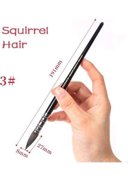 Siyah 3 Tarzı El Yapımı Suluboya Boya Fırçası Sincap Naylon Saç Sivri Boyama Fırça Seti Suluboya Fırçası Boyama Seti Sanat Malzemeleri (Yurt Dışından)
