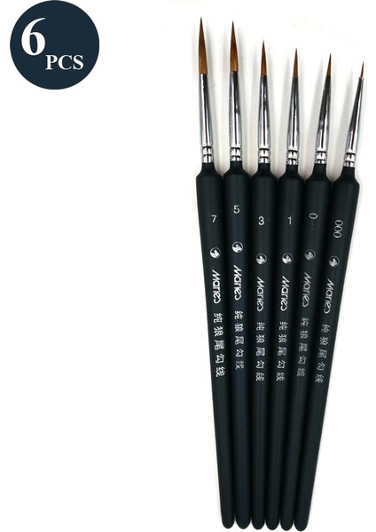 6 Adet Set Stili Premium Boya Fırçası Seti Sable Saç Minyatür Kanca Çizgi Kalem Detay Için Sanat Boyama Fırça Sanat Tırnak Çizim Sanat Malzemeleri (Yurt Dışından)