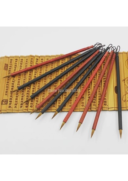 2 Adet Gelincik Saç Çin Yazı Kalem Redblack Sandal Ağacı Kaligrafi Fırçası Sanat Çizim Malzemeleri Için Küçük Düzenli Senaryo Burs (Yurt Dışından)