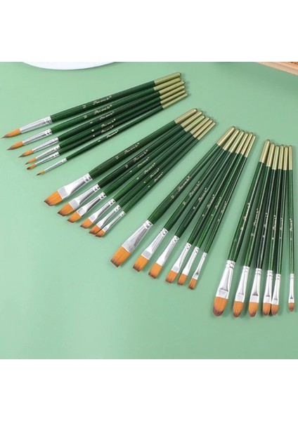 E Stili 6 Adet Yüksek Li Naylon Saç Ahşap Yeşil Saplı Sanatçı Boya Fırçası Seti Suluboya Akrilik Yağ Fırçası Boyama Sanat Malzemeleri (Yurt Dışından) fırsatları