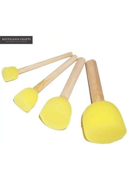4 Adet Set Stili Ell Sünger Fırça Çocuklar Için Boyama Suluboya Fırçası Sanat Malzemeleri Fırça Seti Ahşap Vücut Sünger Saç 4 Boyut Yağlı Boya (Yurt Dışından)