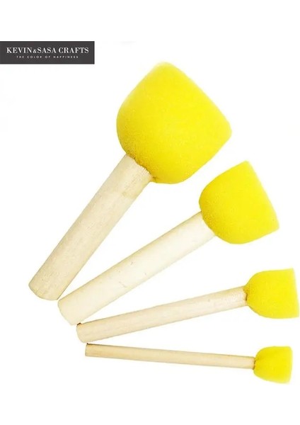 4 Adet Set Stili Ell Sünger Fırça Çocuklar Için Boyama Suluboya Fırçası Sanat Malzemeleri Fırça Seti Ahşap Vücut Sünger Saç 4 Boyut Yağlı Boya (Yurt Dışından)