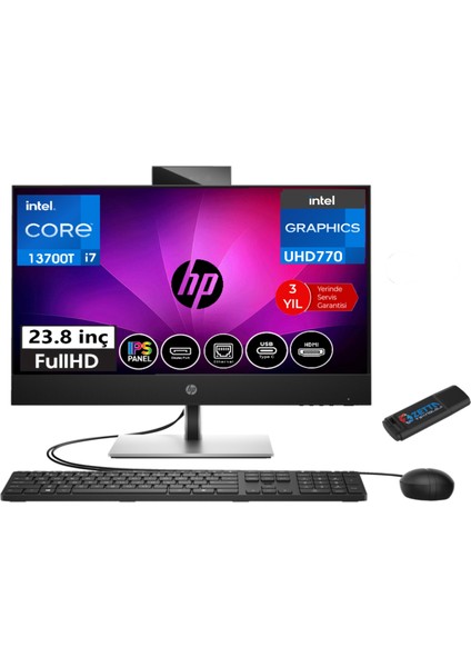 Hp All-In-One Proone 440 G9 Intel® Core™ I7-13700T 64GB 1tb SSD 23.8" Fhd IPS WINDOWS11HOME All In One Bilgisayar AIO884A0EAW17+ZETTAUSBBELLEK