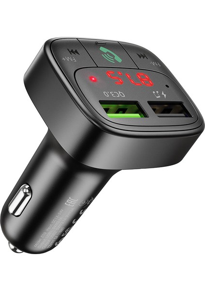 E59 Dijital Göstergeli Kablosuz Araç Içi Fm Transmitter + USB Hızlı Şarj Aleti