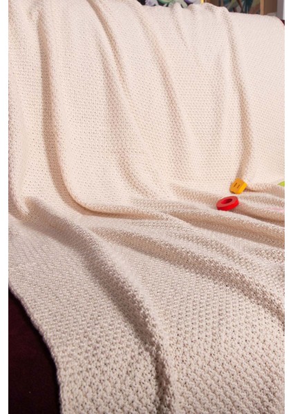 %100 Organik Pamuklu Bebek Battaniye 100x160 CM - BEJ