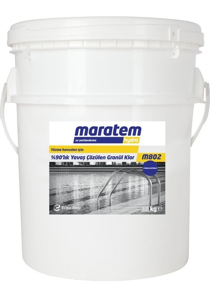 Eczacıbaşı Maratem M802 %90'lık Stabilizatörlü Granül Toz Klor 10 kg M801-10