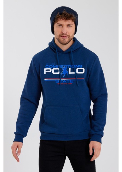 Erkek Baskılı 3 Iplik Sweatshirt Indigo