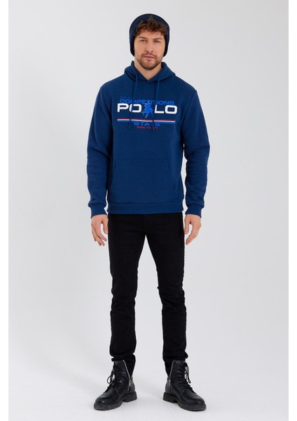 Erkek Baskılı 3 Iplik Sweatshirt Indigo