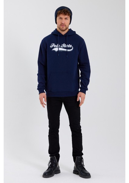 Erkek Baskılı 3 Iplik Sweatshirt Lacivert