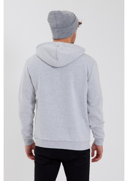 Erkek Baskılı 3 Iplik Sweatshirt Gri