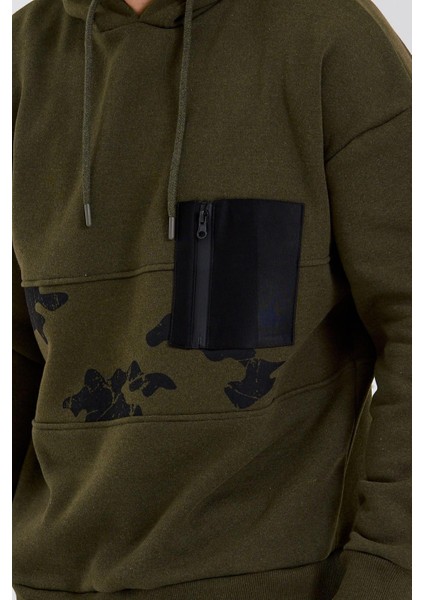Erkek Kamuflaj Baskılı Sweatshirt Haki fiyatları