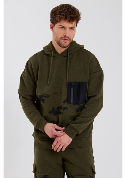 Erkek Kamuflaj Baskılı Sweatshirt Haki modelleri