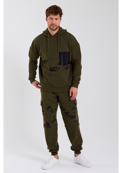 Erkek Kamuflaj Baskılı Sweatshirt Haki fırsatları
