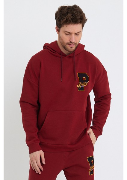 Erkek 3 Iplik Sweatshirt Bordo