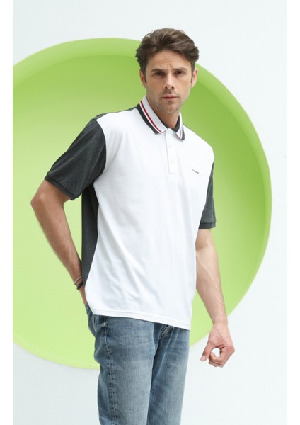 Erkek Çift Renk Polo Yaka T-Shirt Antrasit