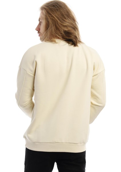 Erkek Bisiklet Yaka Karyoka Dikişli Sweatshirt Krem indirimleri