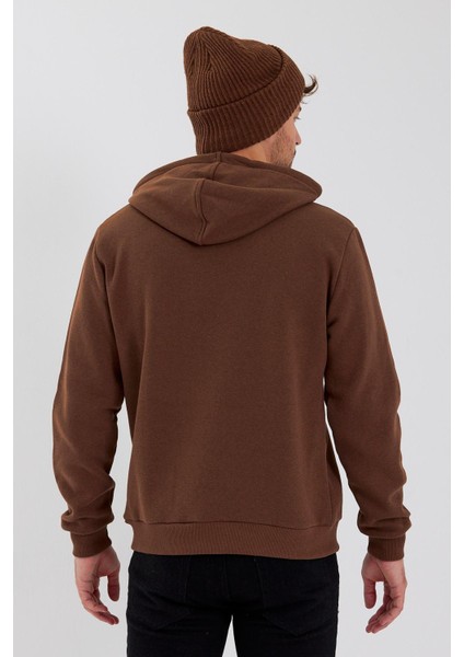 Erkek Baskılı 3 Iplik Sweatshirt Kahverengi fırsatları