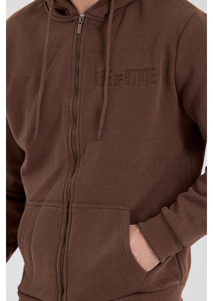 Age Of State Nakışlı 3 Iplik Sweatshirt Kahverengi modelleri