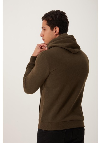 Erkek Kanguru Cep 3 Iplik Sweatshirt Haki fiyatları