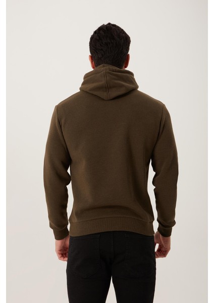 Erkek Kanguru Cep 3 Iplik Sweatshirt Haki modelleri