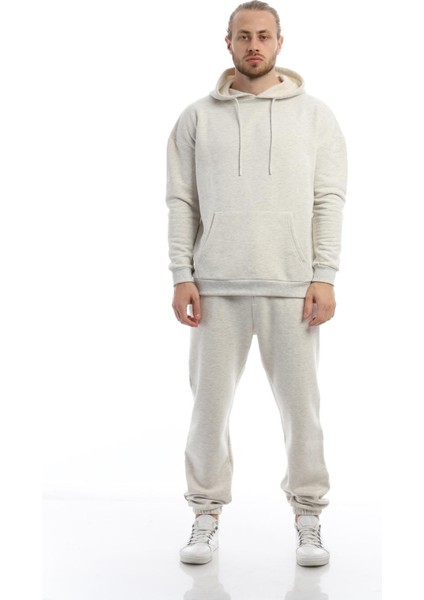 Erkek Kanguru Cepli Sweatshirt Kar Melanj