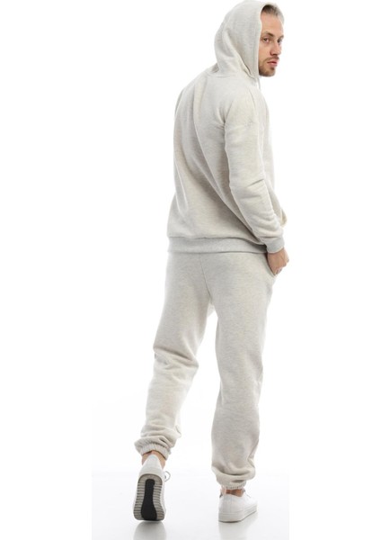 Erkek Kanguru Cepli Sweatshirt Kar Melanj