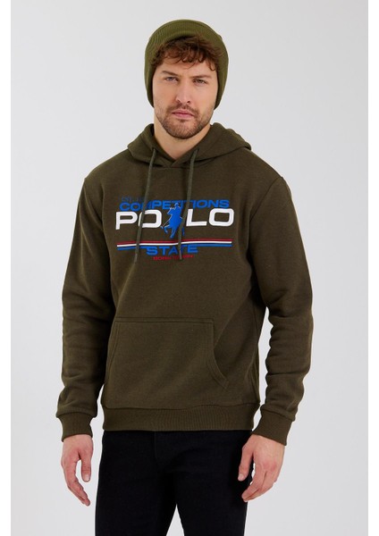 Erkek Baskılı 3 Iplik Sweatshirt Haki