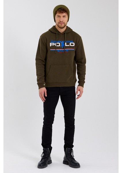 Erkek Baskılı 3 Iplik Sweatshirt Haki fırsatları
