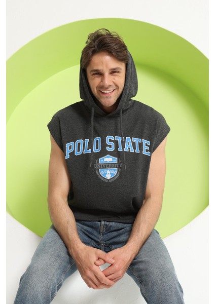 Erkek Sıfır Kol Kapüşonlu T-Shirt Antrasit fiyatları