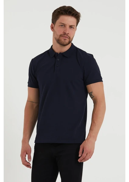 Polo State Erkek Regular Fit Polo Yaka Nakışlı T-Shirt  Lacivert