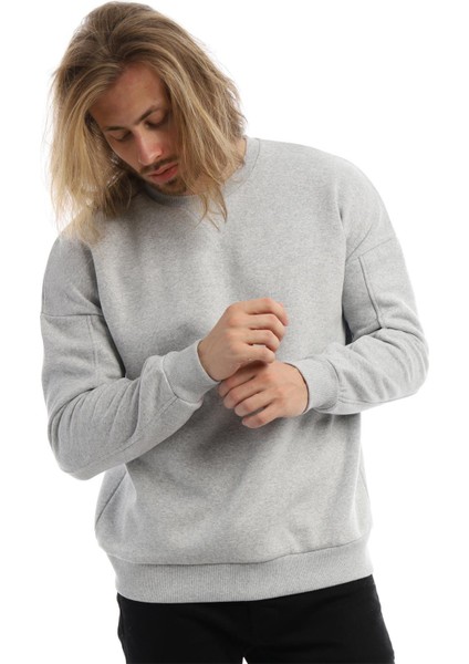 Erkek Bisiklet Yaka Karyoka Dikişli Sweatshirt Gri fiyatları