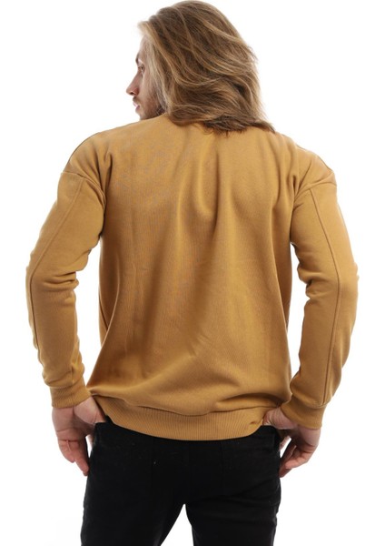 Erkek 3 İplik Pamuklu İçi Polarlı Regular Fit Basic Bisklet Yaka Kahverengi Sweatshirt indirimleri