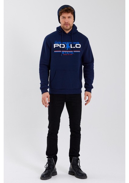 Erkek Baskılı 3 Iplik Sweatshirt Lacivert