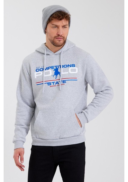 Erkek Baskılı 3 Iplik Sweatshirt Gri