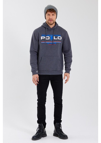 Erkek Baskılı 3 Iplik Sweatshirt Antrasit