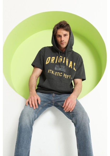 Erkek Kapüşonlu T-Shirt Antrasit fiyatları