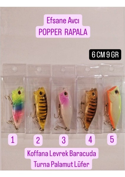 Popper Rapala Efsane Avcı 6 cm 9 gr ( Kofana - Levrek - Baracuda - Turna - Palamut - Lüfer - Kuzu )
