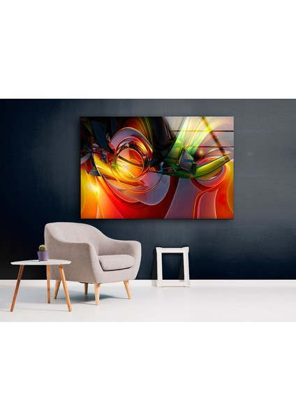Kırmızı Yeşil Soyut Resim Temperli Cam Duvar Tablosu modelleri
