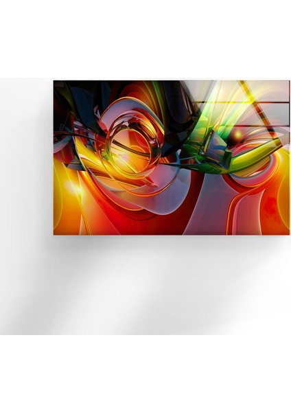 Kırmızı Yeşil Soyut Resim Temperli Cam Duvar Tablosu fırsatları