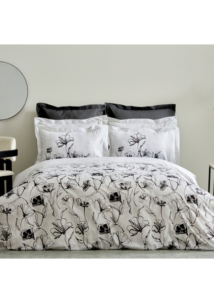 Lucinda %100 Pamuk Çift Kişilik Nevresim Takımı Siyah