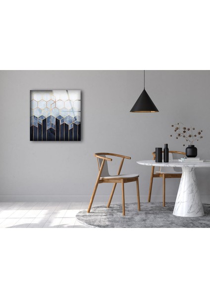 Mavi Beyaz Mozaik Temperli Cam Duvar Tablosu indirimleri